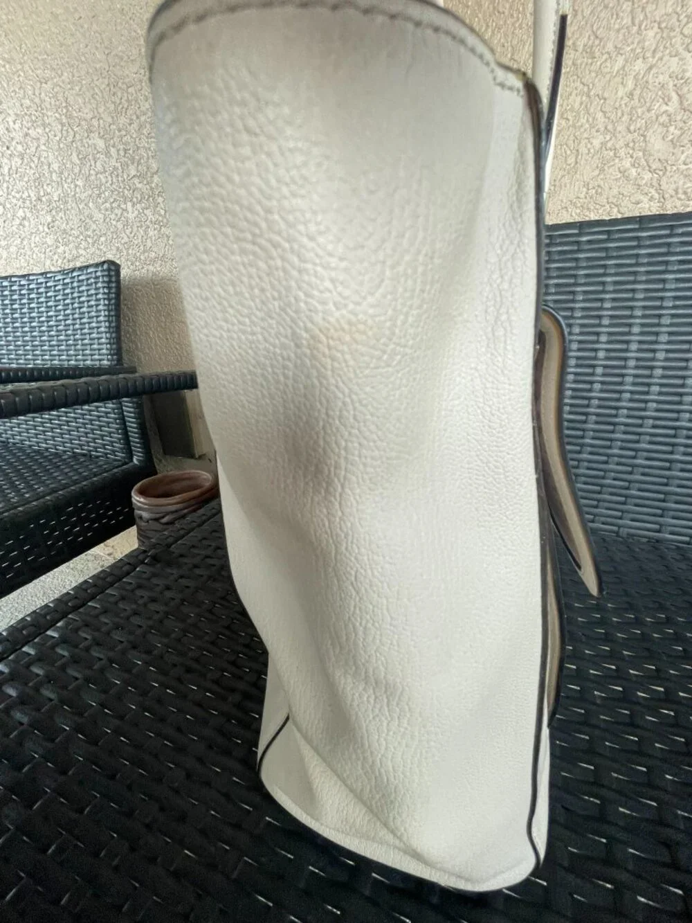 Kate Spade New York Large Leather Tote Purse Cream Ivory Shoulder Bag Work Lapto